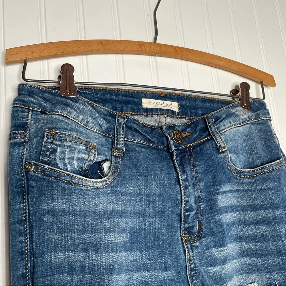 Machine Rose Embroidered Ripped Torn Skinny Jeans - Picture 6 of 9